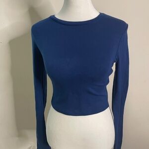Flattering Blue Long-long Sleeve Top